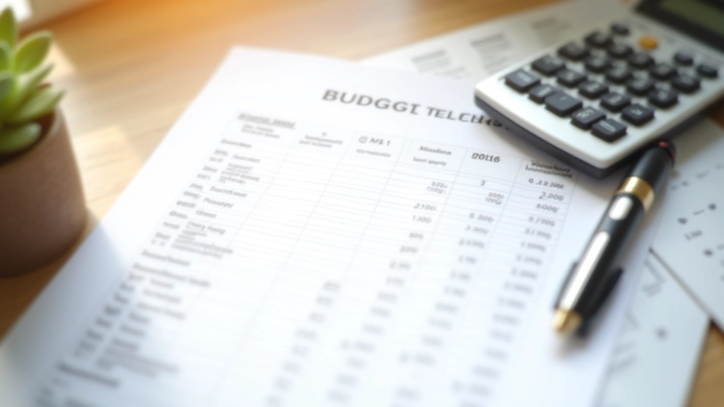 Monatsbudget auf Papier aufgelistet mit verschiedenen Kategorien wie Miete, Lebensmittel und Versicherungen